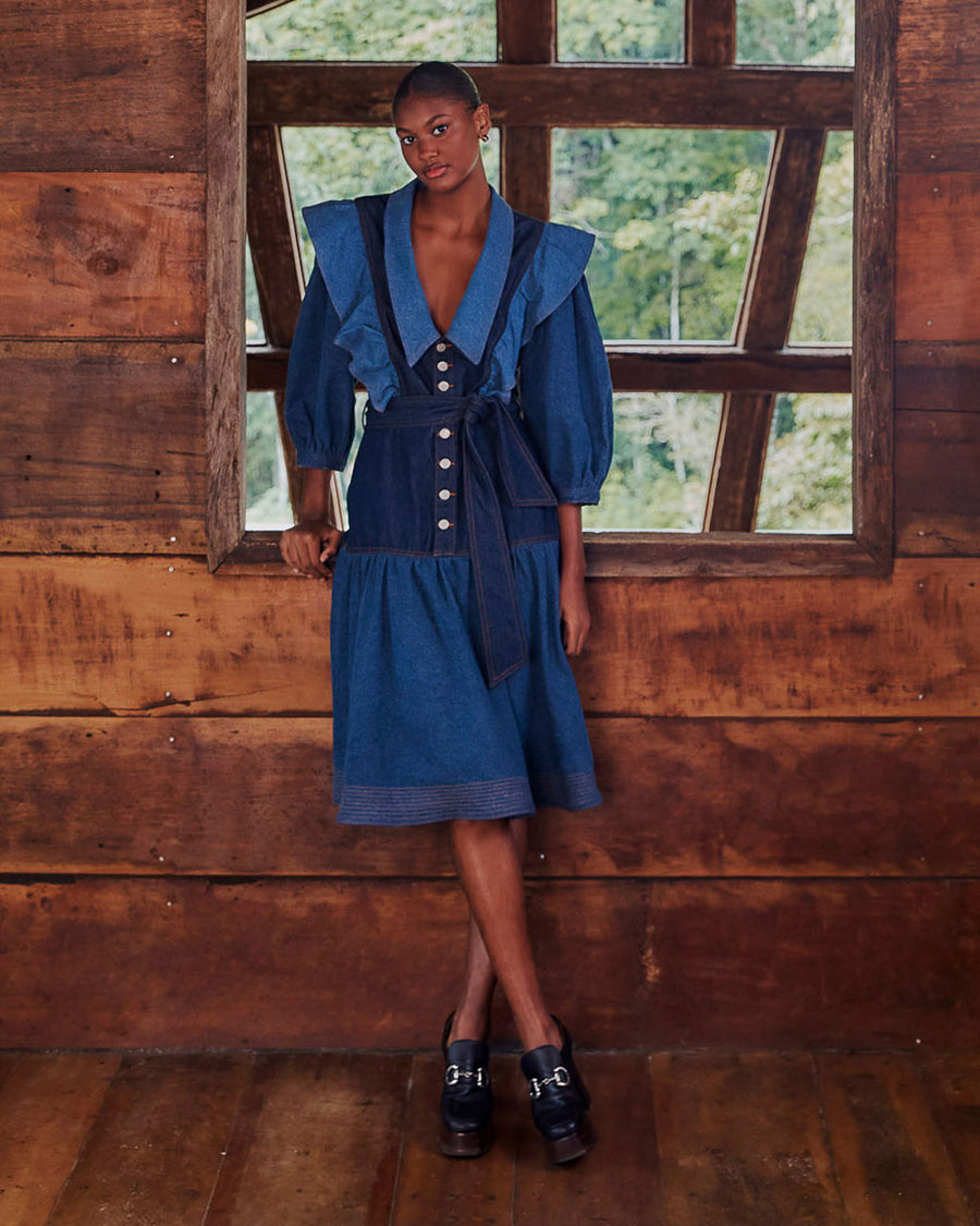 Plus Vintage Seam Detail Denim Midi Dress | PrettyLittleThing